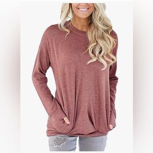 Women's Super Soft Cozy Tunic Length Sweater in Mauve.  Size L.